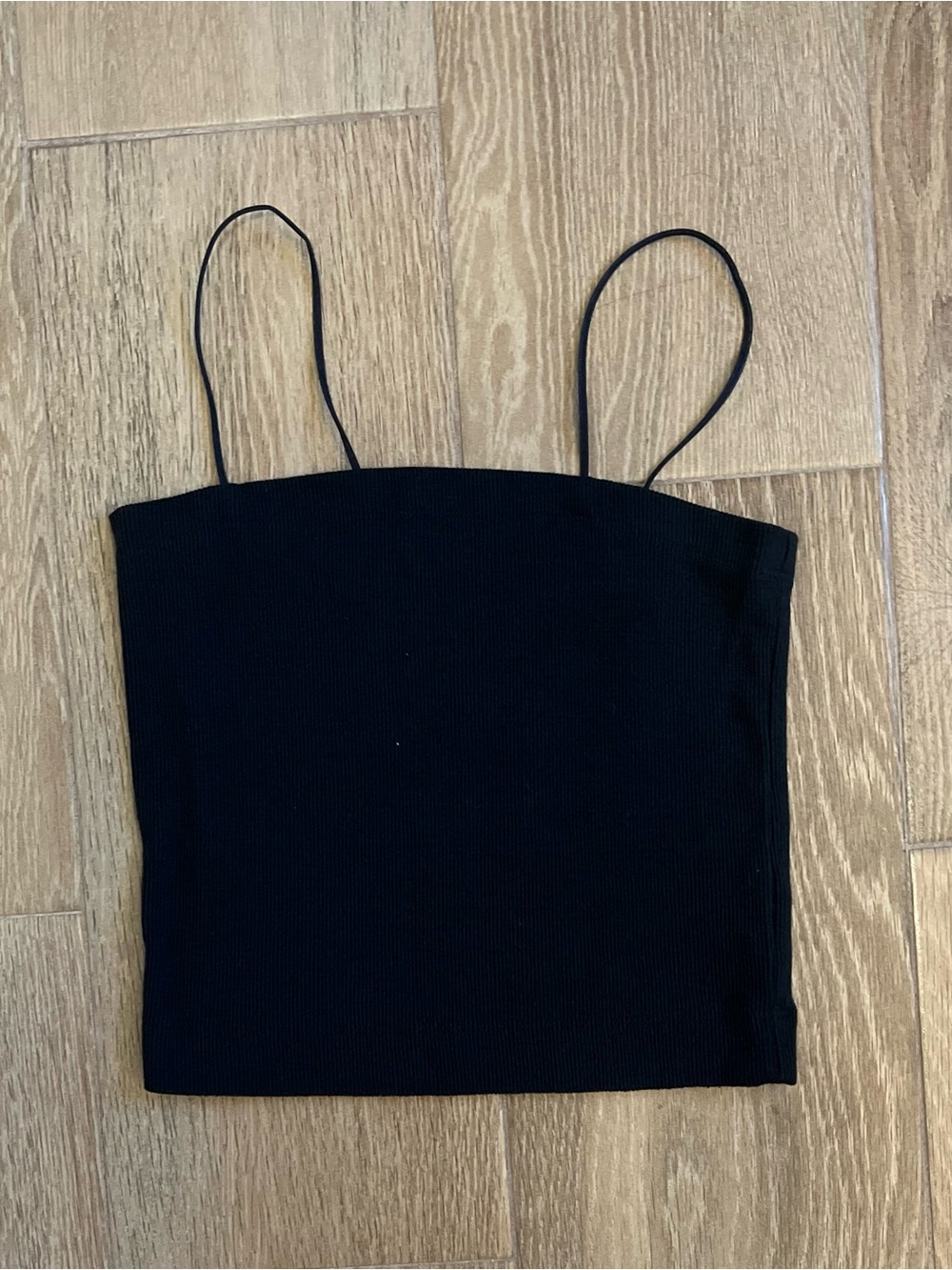 American Eagle Black Spaghetti Strap Crop Tank Top